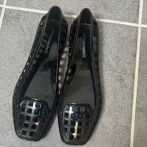 Jeffrey Campbell Sunnie Jelly Loafer Flat Black Cutout size 9